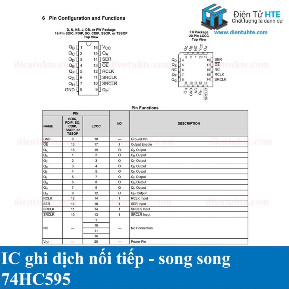 IC ghi dịch 74HC595 DIP16 SOP16