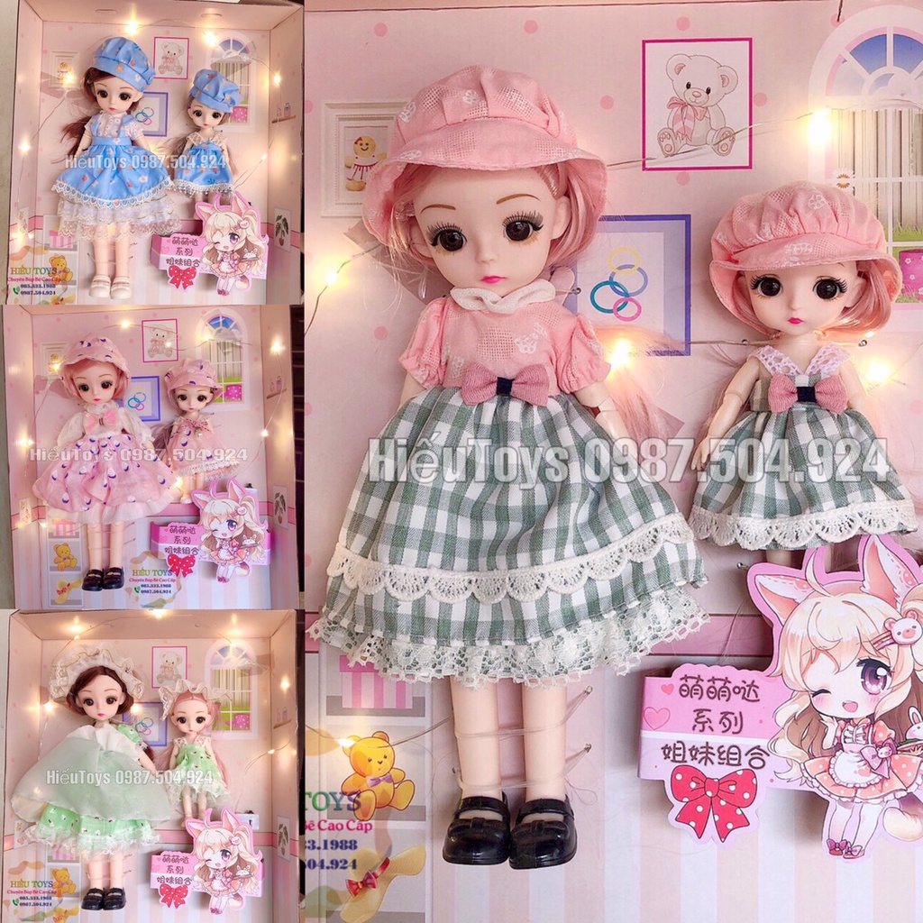 Búp Bê Barbie  Chị Em 30cm,16cm Có Khớp Váy Xinh Đồ Chơi Búp Bê Cho Bé Gái Từ 1 Đến 6 Tuổi