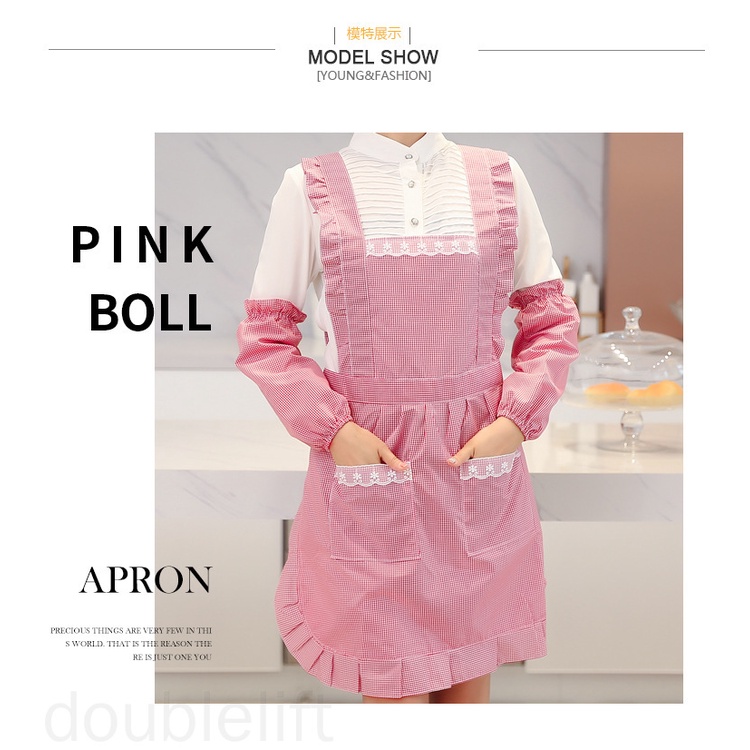 Tạp Dề Hai Lớp Dày Dặn Chống Thấm Nước Chống Dầu Có Túi Cho Nữ