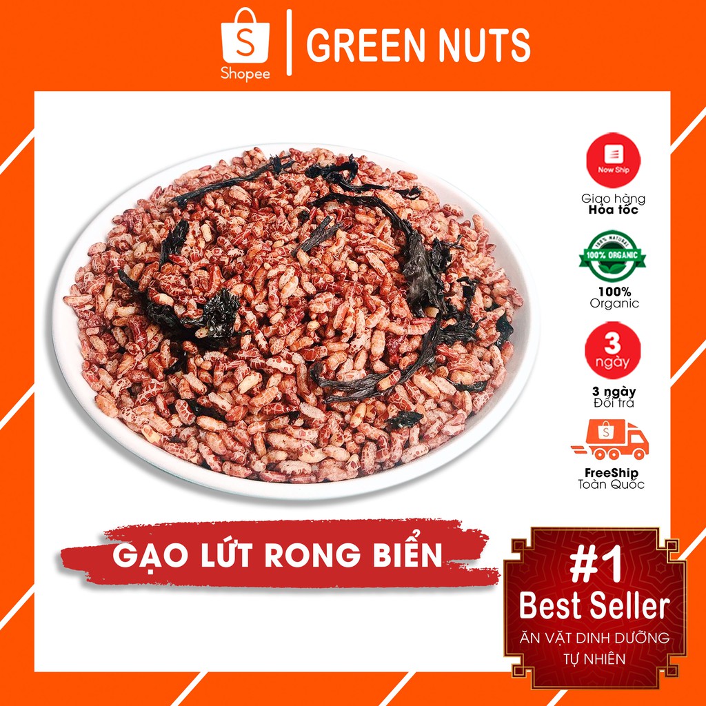 Gạo lứt sấy rong biển GREEN NUTS, đồ ăn vặt healthy ăn kiêng giảm cân khoa học, ăn vặt mẹ bầu giầu chất dinh dưỡng.