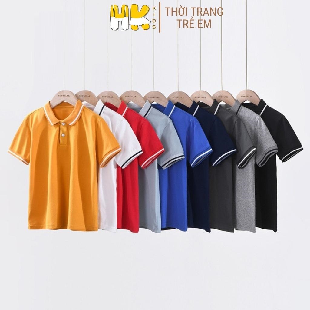 Áo thun polo HK KIDS tay ngắn màu sắc trơn thời trang mùa hè dành cho bé trai từ 4 đến 15 tuổi (mã 2110)