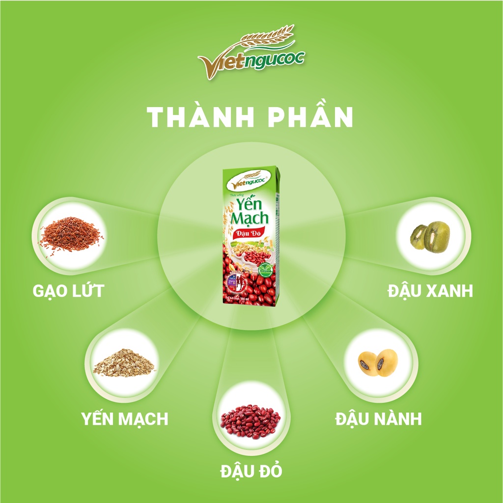 Sữa Yến mạch đậu đỏ Vietngucoc hộp 180ml