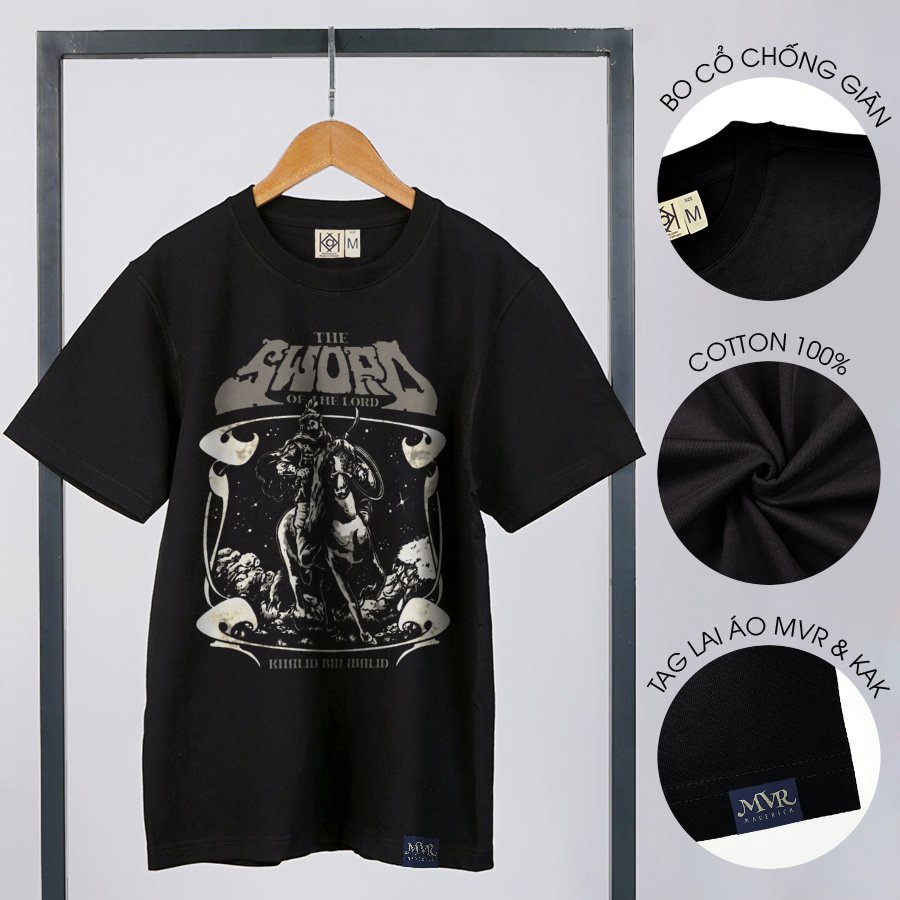 Ao thun unisex huyền thoại cưỡi ngựa thanh kiếm MVR size rộng tee Mỹ BB4290
