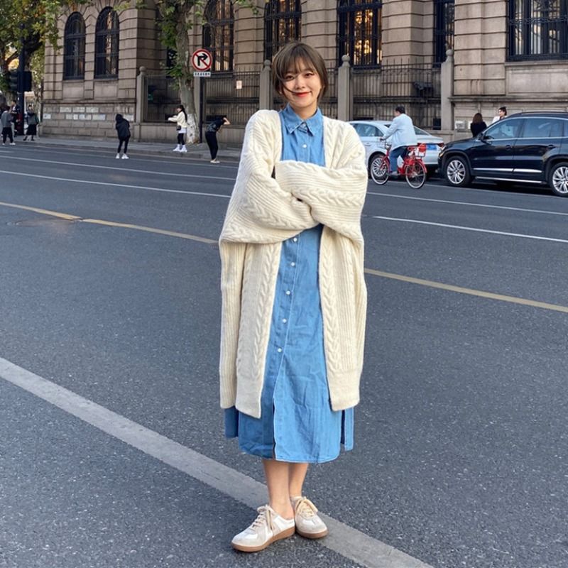 Áo Khoác Len Dáng Rộng Phong Cách Retro Thời Trang Cho Nữ