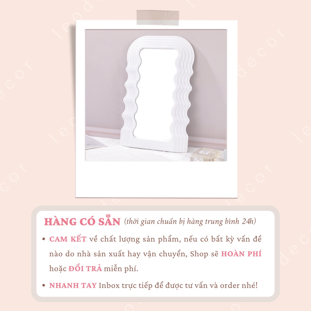 Gương trang điểm để bàn lượn sóng phong cách tối giản, gương để bàn xinh xắn Hàn Quốc– LEODEN Decor
