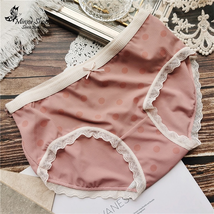 Quần lót nữ họa tiết chấm bi dễ thương vải tăm lạnh siêu mềm mịn mát lịm , quần lót học sinh kute Minxu shop 1928