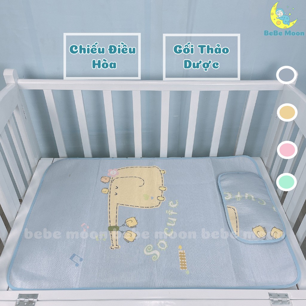 Đệm Cũi Bông Ép Kèm Chiếu Điều Hòa & Gối Thảo Dược Bebe Moon Made In Việt Nam