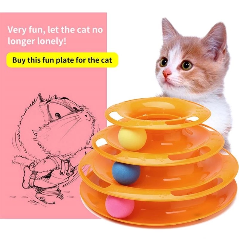 Đồ chơi tháp bóng lăn 3 cấp độ dành cho mèo cưng