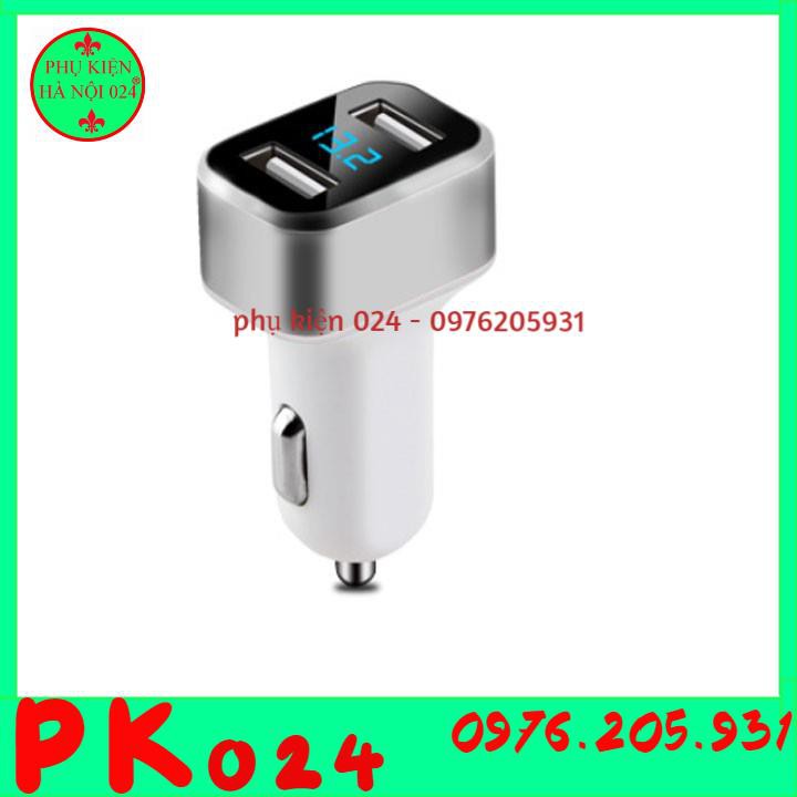 Tẩu Sạc Ô Tô Đầu Ra 2 USB 5VDC 2.4 A Có Đồng Hồ Hiển Thị Điện Áp Đầu Vào