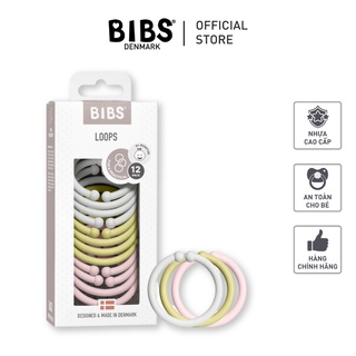 Set 12 Vòng Treo BIBS Cho Bé Loops Đan Mạch Chính Hãng Đa Tác Dụng Đồ Chơi Trẻ Em 3 Màu Kết Hợp