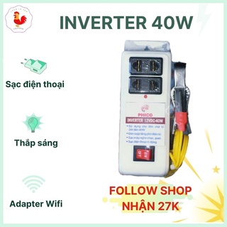 Bộ chuyển điện bình 12V lên 220V dùng cho các thiết bị điện dưới 40W,sạc điện thoại, thắp sáng,chạy Wifi