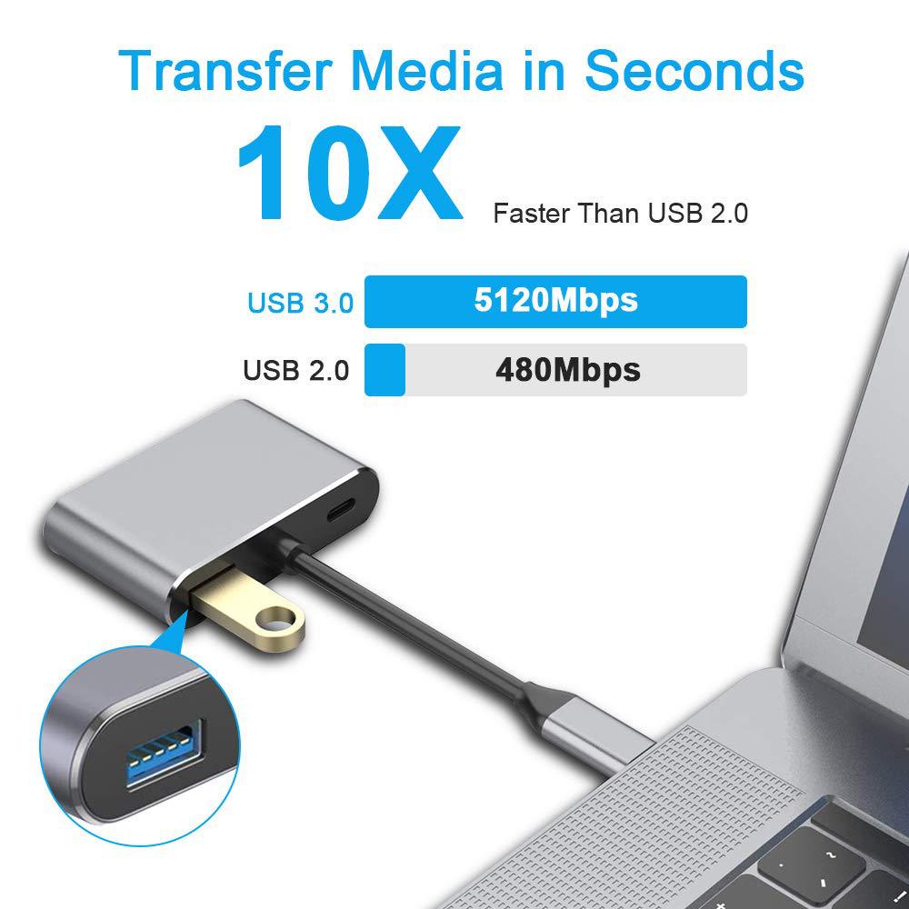 Bộ Chuyển Đổi Âm Thanh Norman Usb 3.0 4k Type C Sang Hdmi / Vga / Usb / Usb-C 4 Trong 1 Type-C Hdmi + Vga + Pd Hub