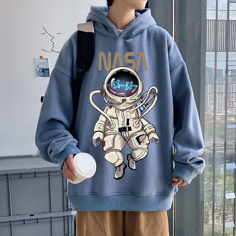 Áo hoodie dáng rộng in hình phi hành gia thời trang cao cấp cho nam và nữ