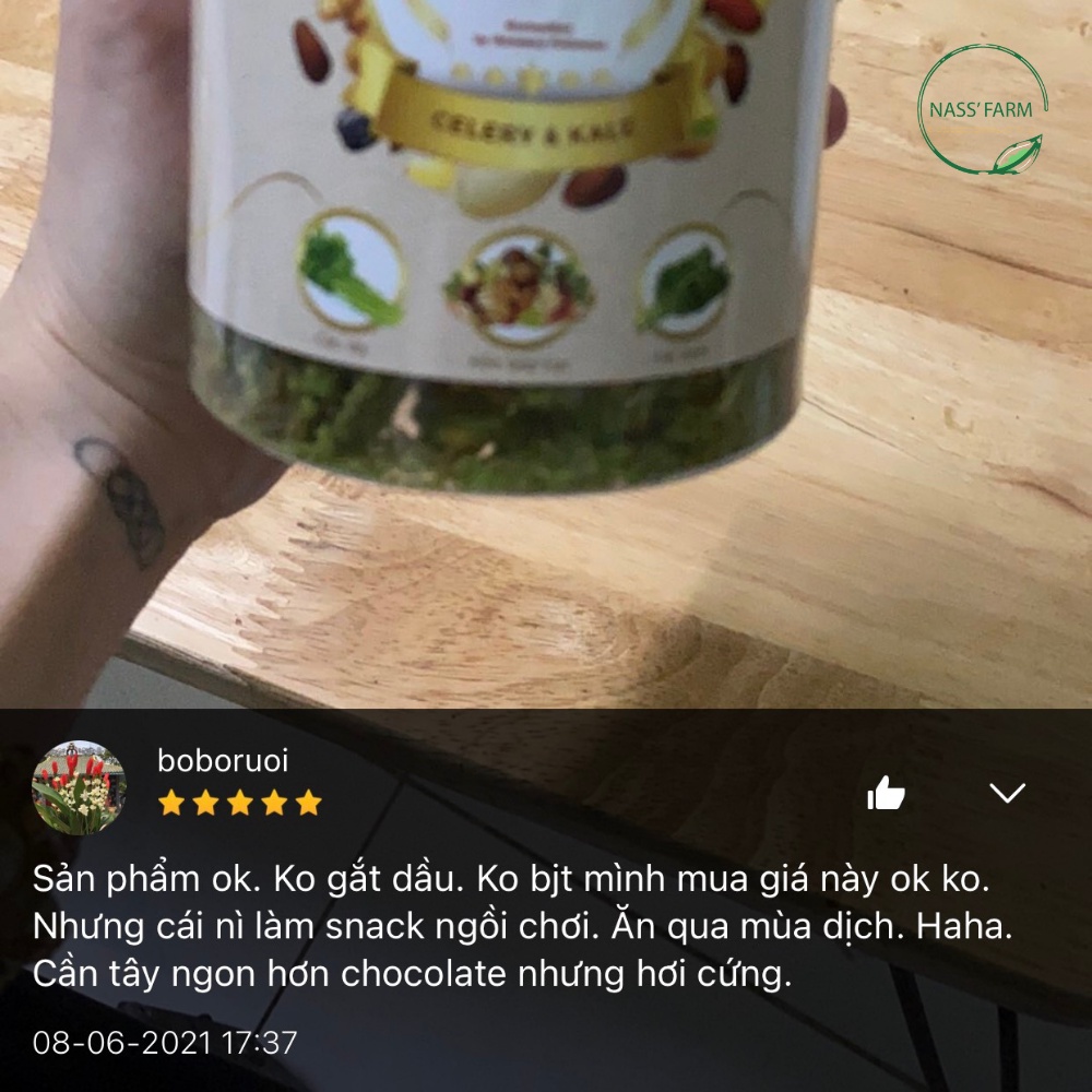 Thanh dinh dưỡng Cần Tây & Cải Kale bổ sung chất xơ dùng ăn kiêng, ăn chay,  giảm cân, eat clean