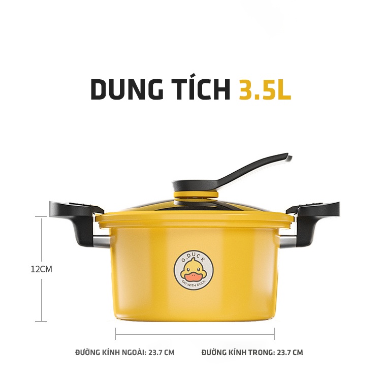 Nồi áp suất bếp từ đa năng, nồi áp suất bé vịt dễ thương dung tích lớn, dẫn nhiệt nhanh, tiết kiệm điện, nhiên liệu