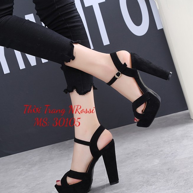 ❤FREESHIP❤ Giày sandal quai chéo đúp mũi cao 10 phân gót vuông size lớn 40 41 42 43 44