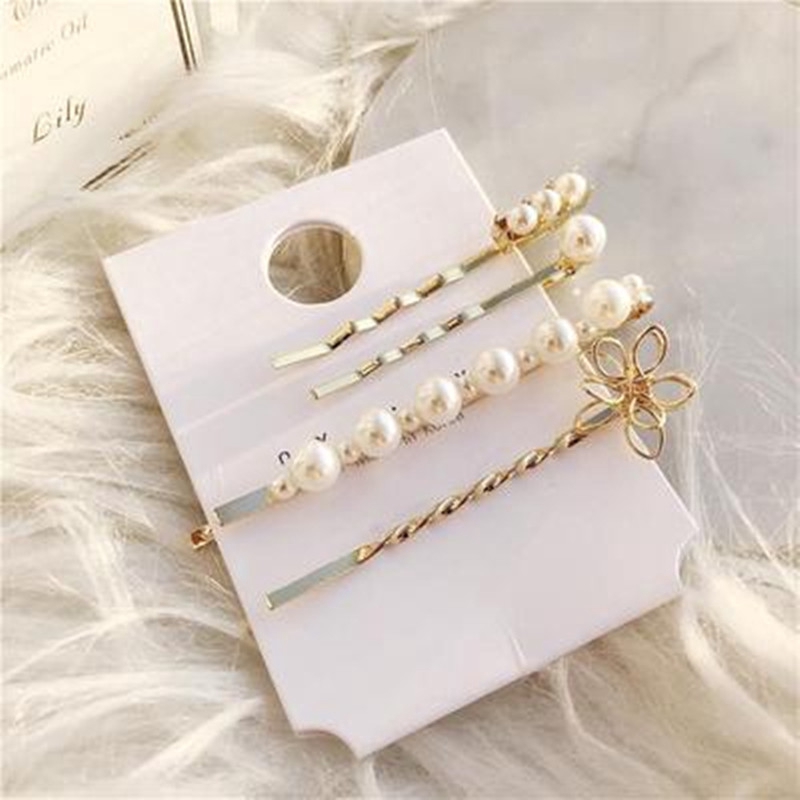 Kẹp tóc đính ngọc trai thiết kế đơn giản phong cách Hàn Quốc cho nữ
