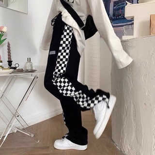 Quần suông phối viền caro form rộng rút gấu nữ - Culottes ống rộng cạp chun vintage, thiết kế kẻ caro- CARINA