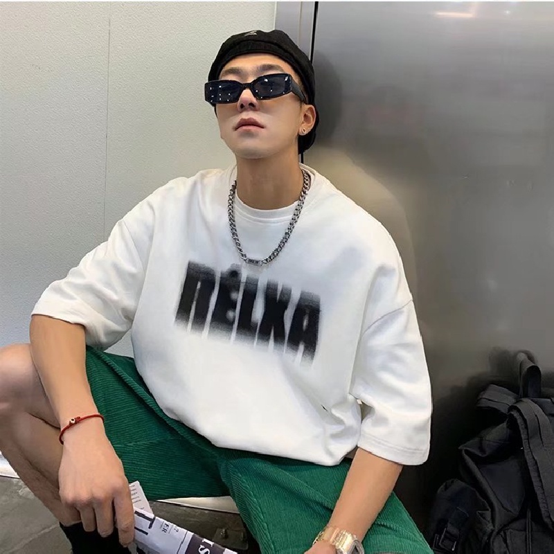 Áo Thun Tay Ngắn Dáng Rộng In Chữ Phong Cách Nhật Bản Thời Trang Mùa Hè Cho Nam Và Nữ size M-5XL