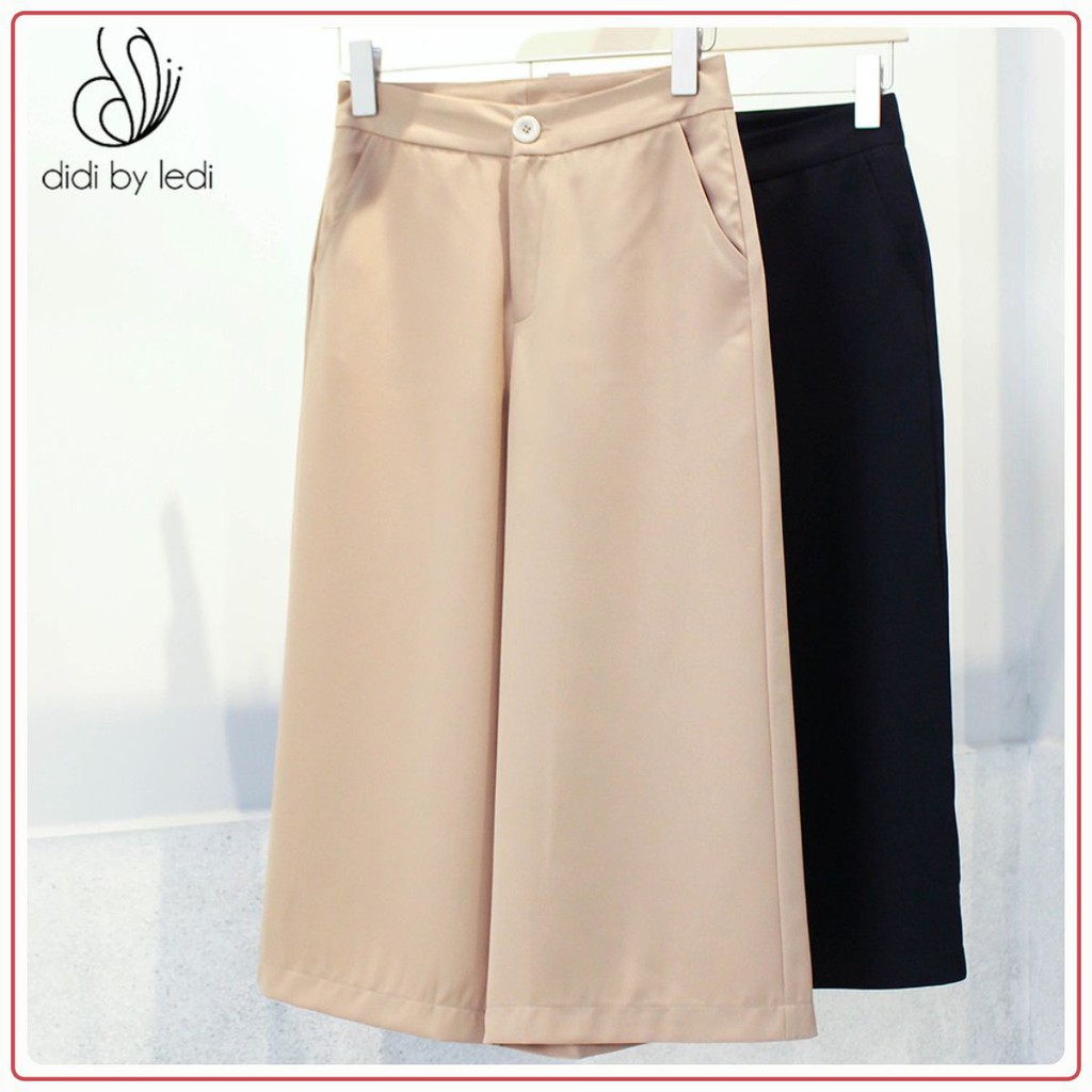 Quần Cullotes ống suông, quần tây nữ màu Da dáng lửng DIDI BY LEDI, vải Visco cao cấp cạp cao size S M L XL XXL - Q531