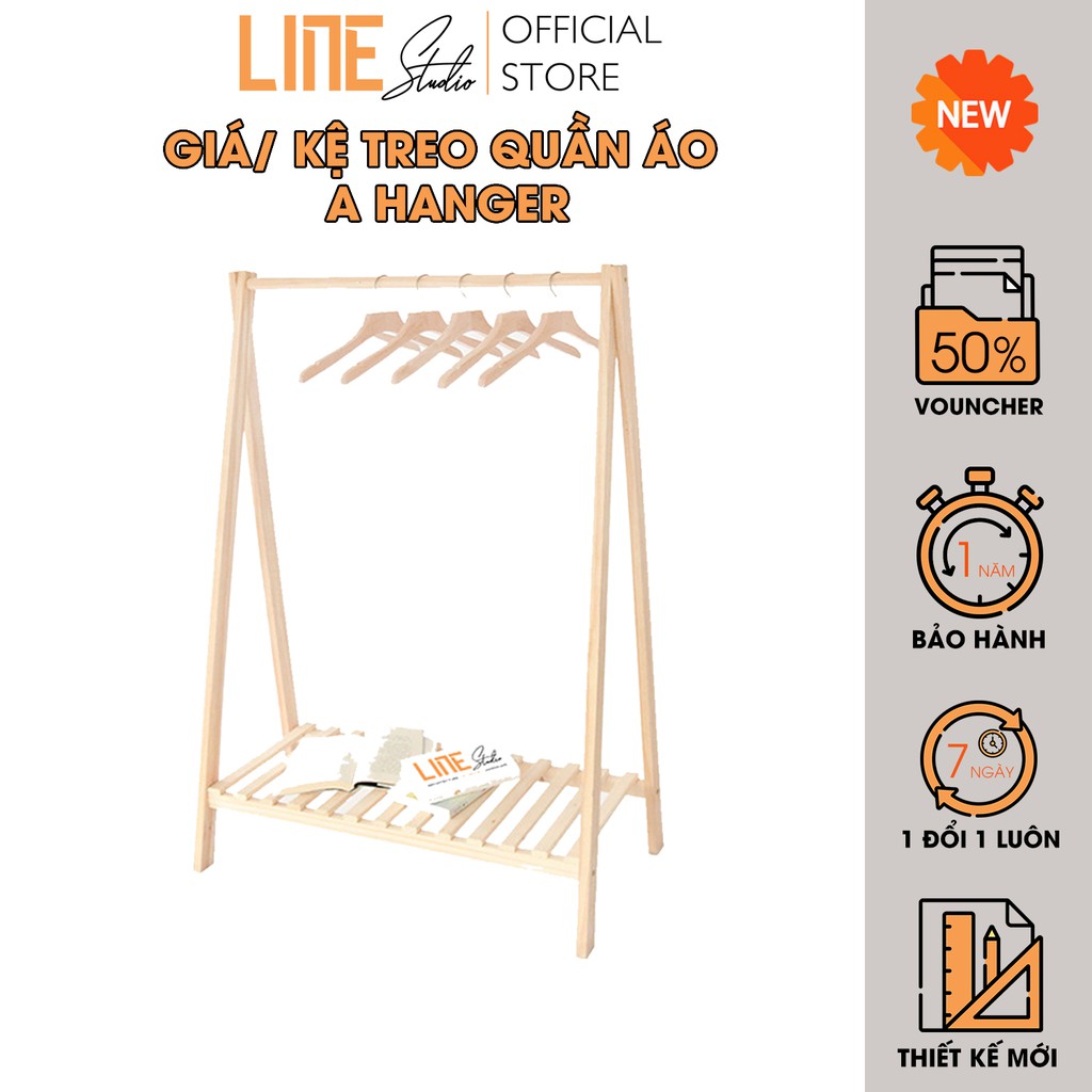 Giá Kệ Treo Quần Áo A Hanger 1FM Giá Kệ Treo Đồ 1 Tầng Gỗ thông Line Studio Nội Thất Phòng Ngủ Lắp Ráp Giá Rẻ