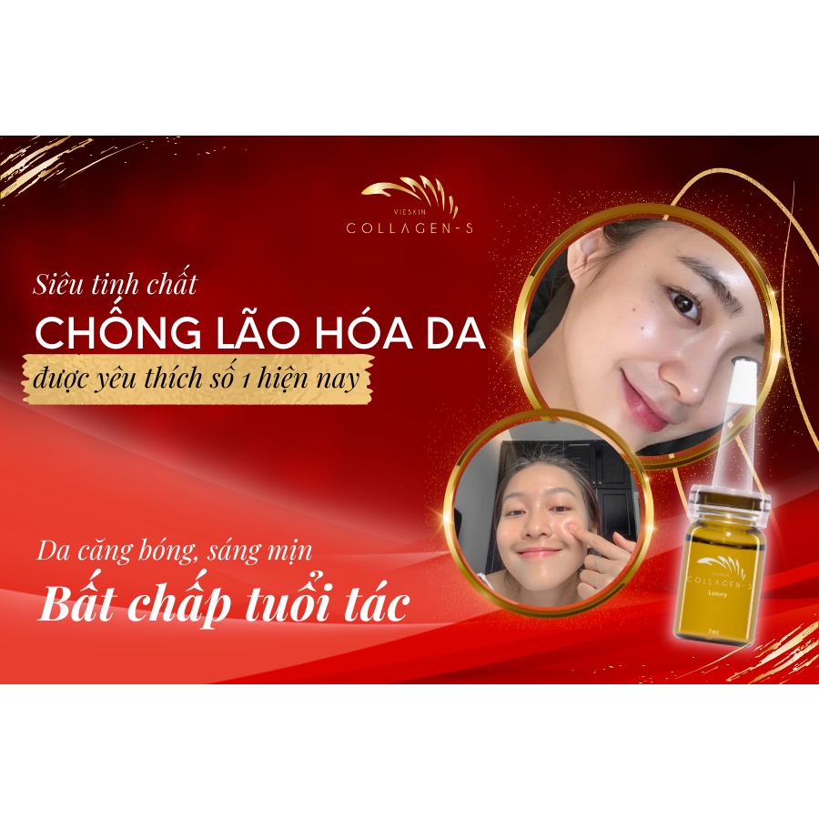 Tinh chất collagen tươi Vieskin Gold Shine căng bóng da, làm đẹp da, trẻ hoá da và chăm sóc môi sau phun xăm(Chính Hãng)