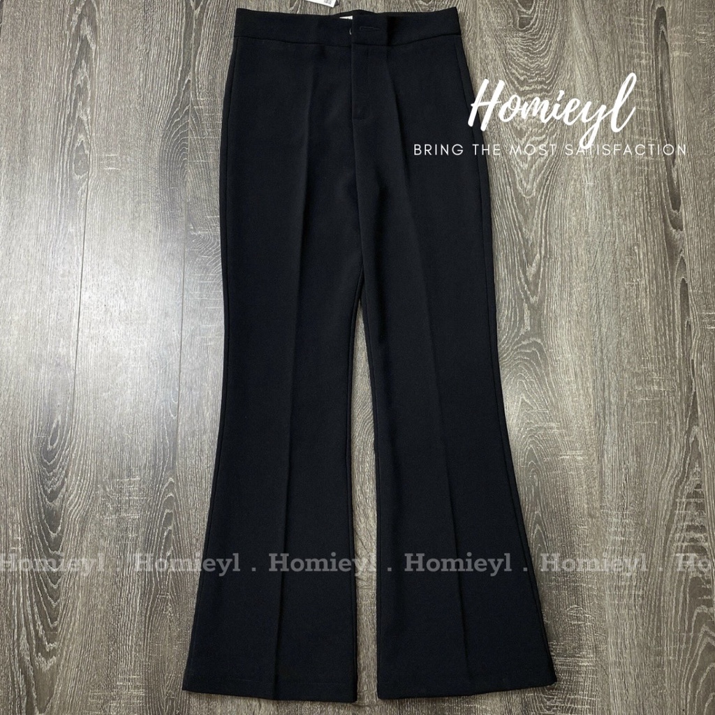 Quần ống loe cạp cao Homieyl cao cấp, quần ống rộng nữ lưng cao dáng suông đen chất vải trượt thái đẹp đi làm đi chơi