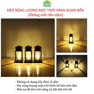 Đèn năng lượng mặt trời treo sân vườn tự động hình ngọn nến cao cấp siêu bền chịu mưa gió, tiết kiệm điện