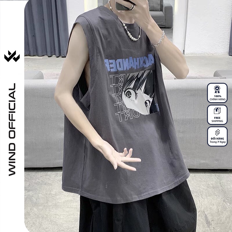 Áo ba lỗ Wind unisex form rộng sát nách cotton BACKHANDER thời trang nam nữ oversize