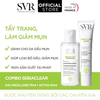 Bộ đôi Kem Giảm Tác Nhân Gây Mụn Sebiaclear Active và Nước Tẩy Trang SEBIACLEAR Eau Micellaire