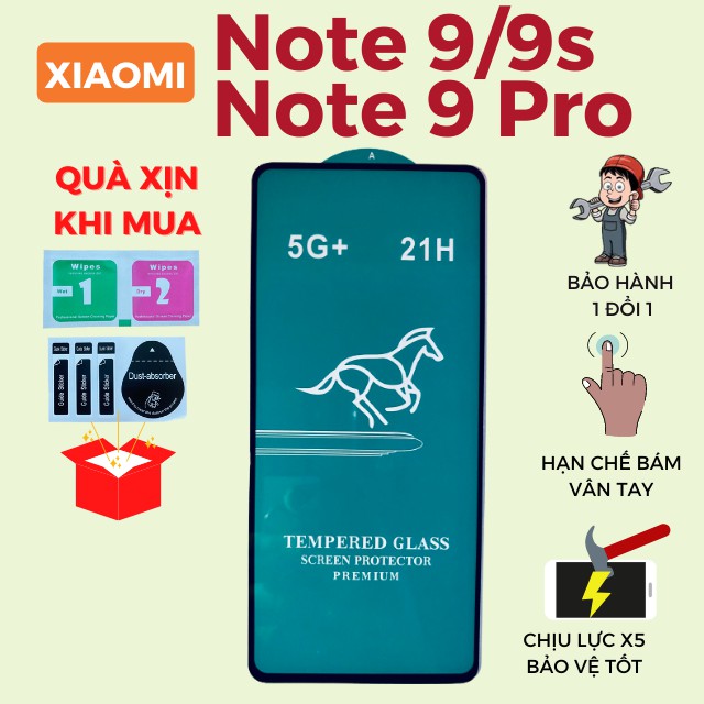 Kính Cường Lực Xiaomi Redmi Note 9/9s/9 Pro Full 5G+ Độ cứng 21H Chống bám nước, Hạn chế bám vân tay [MIHAMO]