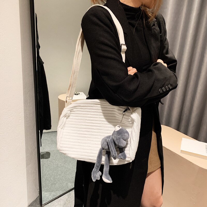 Túi đeo vai JASMIN NOIR hình vuông cỡ nhỏ kẻ sọc phối dây thời trang cho nữ