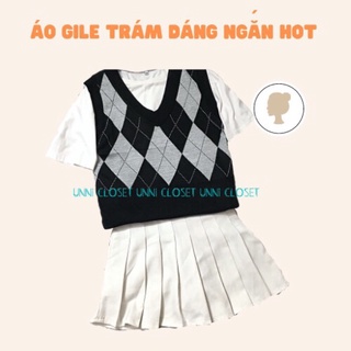 Áo gile quả trám dáng ngắn hot trend 2021