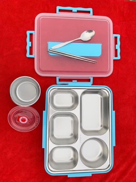 HỘP CƠM INOX 5 NGĂN CÓ NẮP ĐẬY LUNCH BOX SIÊU ĐẸP TIỆN LỢI MẪU 2020