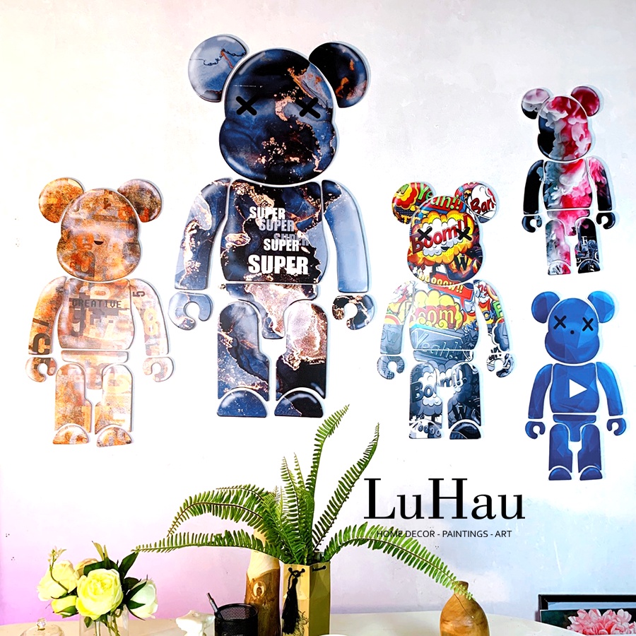 Gấu dán tường B.rick B.ear trang trí quán trà sữa cửa hàng phòng trọ