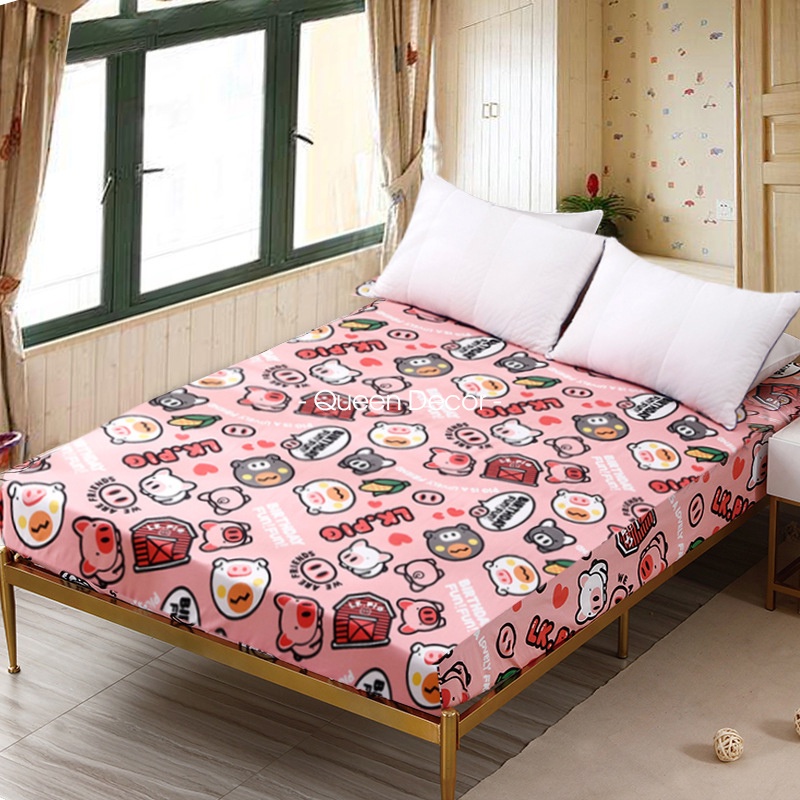 Ga Giường Cotton Poly Bo Chun M2 M4 M6 M8 2M2, Ga Trải Nệm Drap Giường Đủ Họa Tiết (Được Chọn Mẫu) - Queen Decor | BigBuy360 - bigbuy360.vn