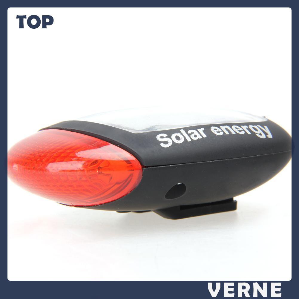 vernesss 2 LED Red Bike Bicycle Solar Energy Rechargeable Red Tail Rear Light Flash