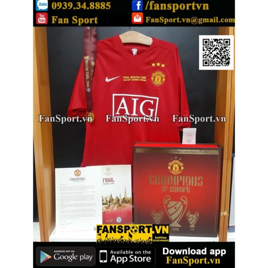 Hộp áo đấu kỉ niệm vô địch C1 2008 Manchester United Winner Champion League home shirt limited box bóng đá MU size S ! .