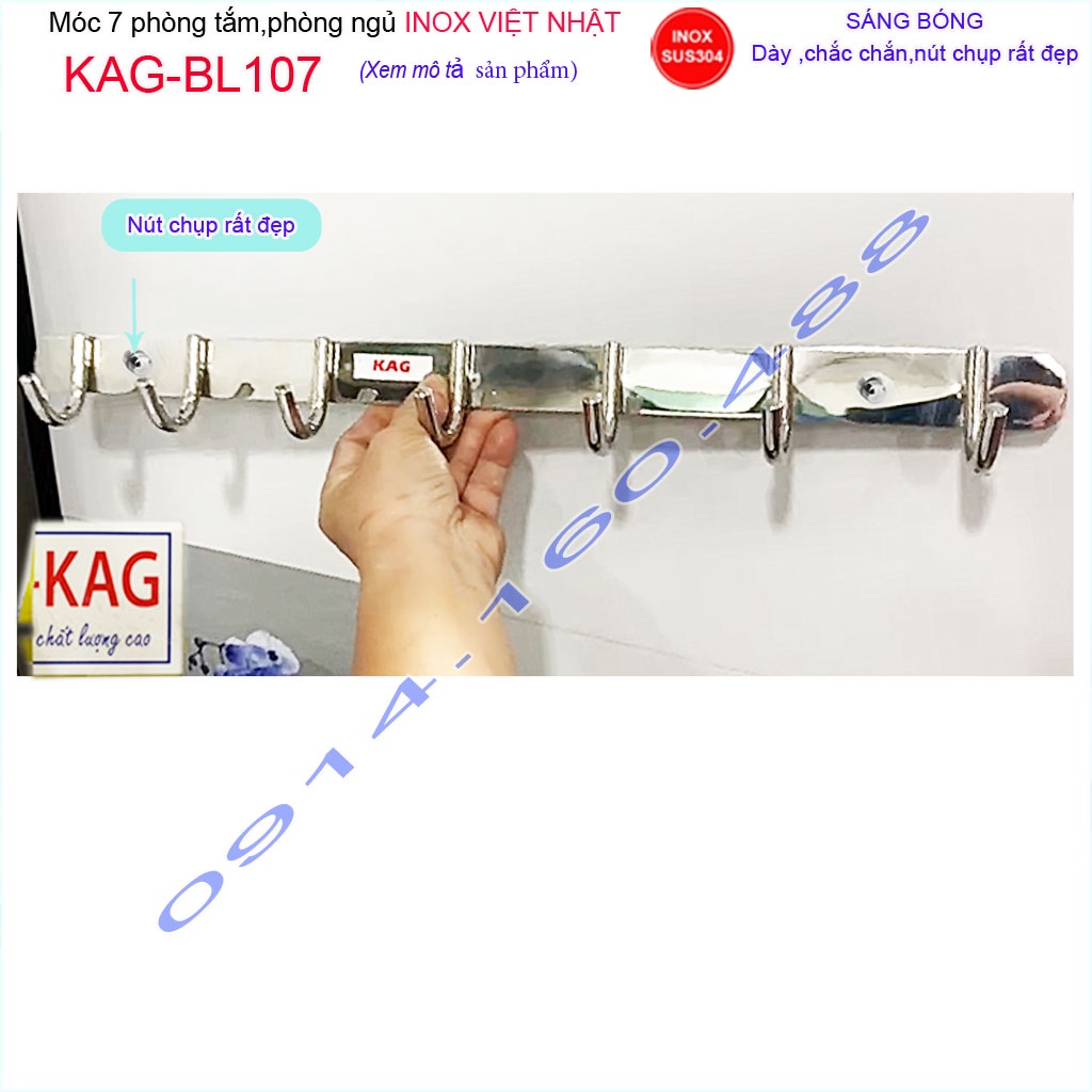 Móc khăn nhà tắm Inox 304 Nhật Bản KAG-BL107, móc 7 SUS304 đúc tròn cao cấp thiết kế hiện đại siêu bền