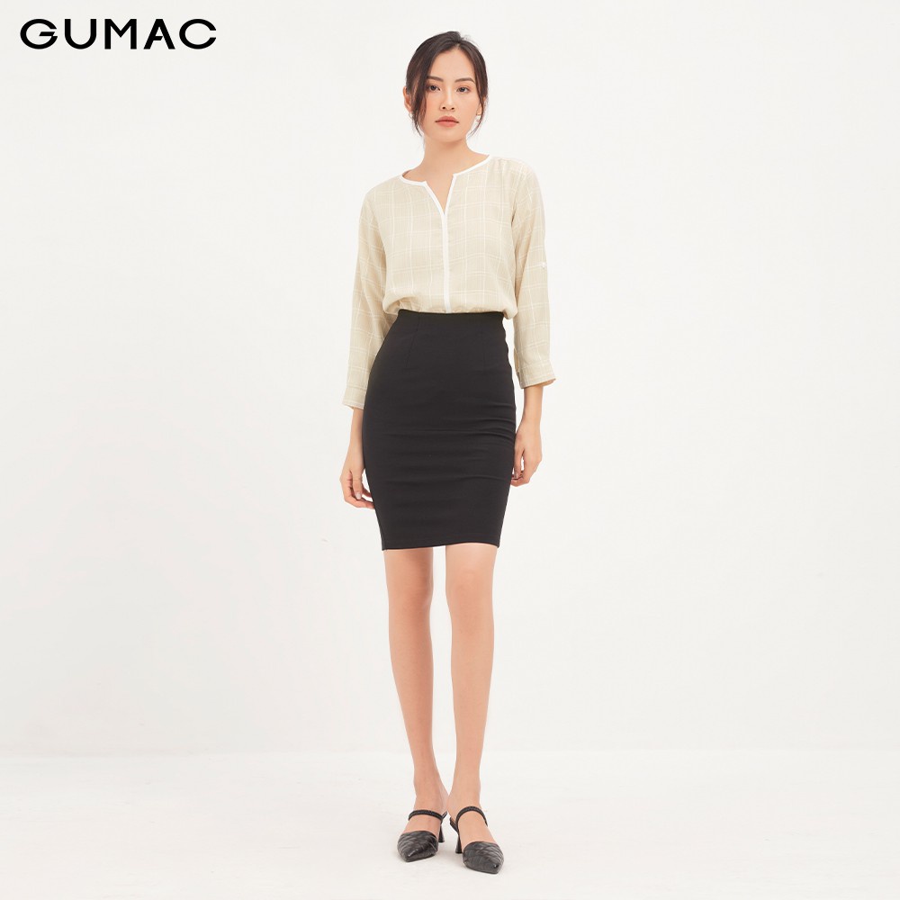 Áo sơ mi nữ caro viền GUMAC đủ màu, đủ size, đồ công sở thanh lịch AA12122 | BigBuy360 - bigbuy360.vn