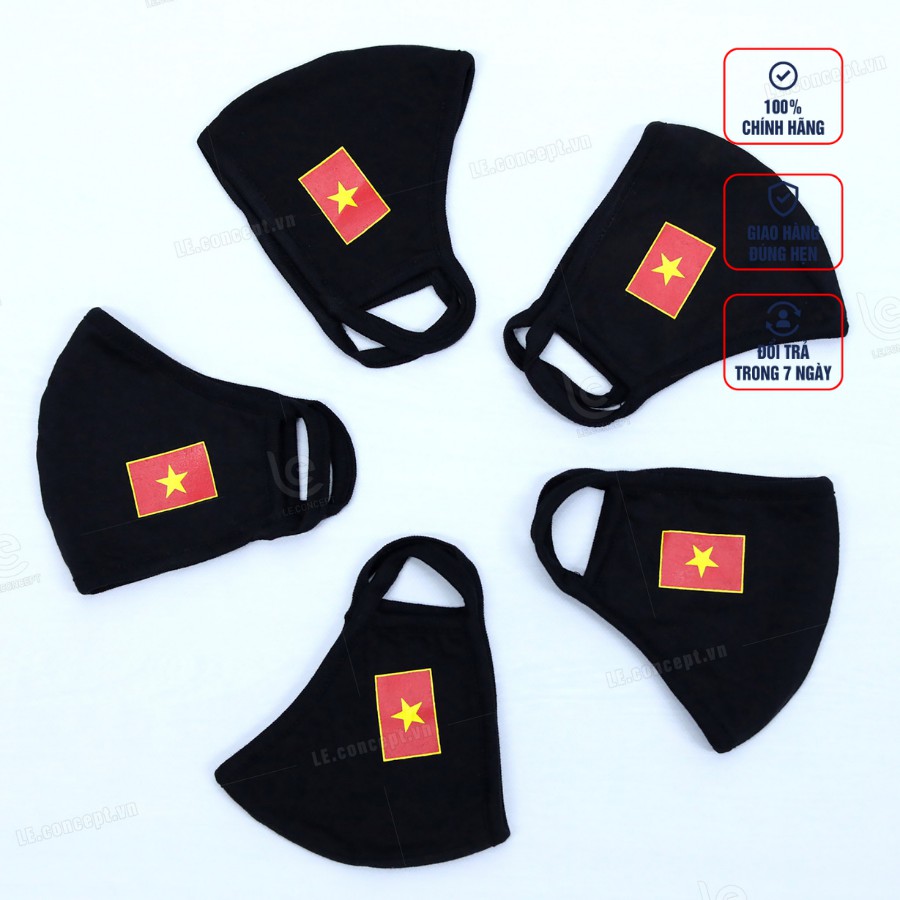[COMBO] 5 Khẩu Trang Đen Kháng Khuẩn Đen In Cờ Đỏ Sao Vàng Đồng Phục Bốn Mùa Co Giãn Bảo Sức Khỏe Toàn Diện, Cổ Vũ ĐTVN | BigBuy360 - bigbuy360.vn
