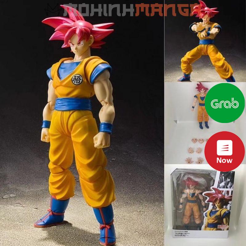 Mô hình SHF Son Goku Super Saiyan God siêu xay da Songoku Dragon Ball Bảy viên ngọc rồng SH Figuarts tóc đỏ