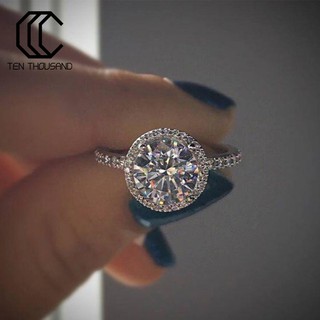 T 💍Fashion Women Round Rhinestone Finger Ring Wedding Engagement Party Jewelry
