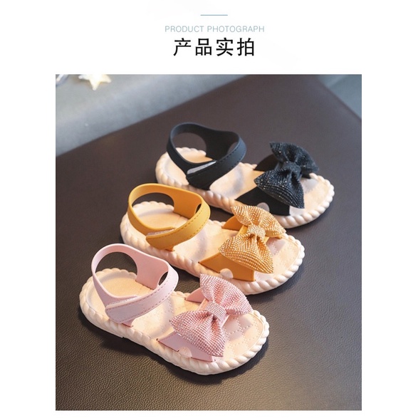 Dép nơ đế mềm quai hậu bé gái