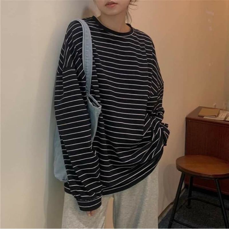 Áo Thun Kẻ Oversize (Ảnh Thật 100%)