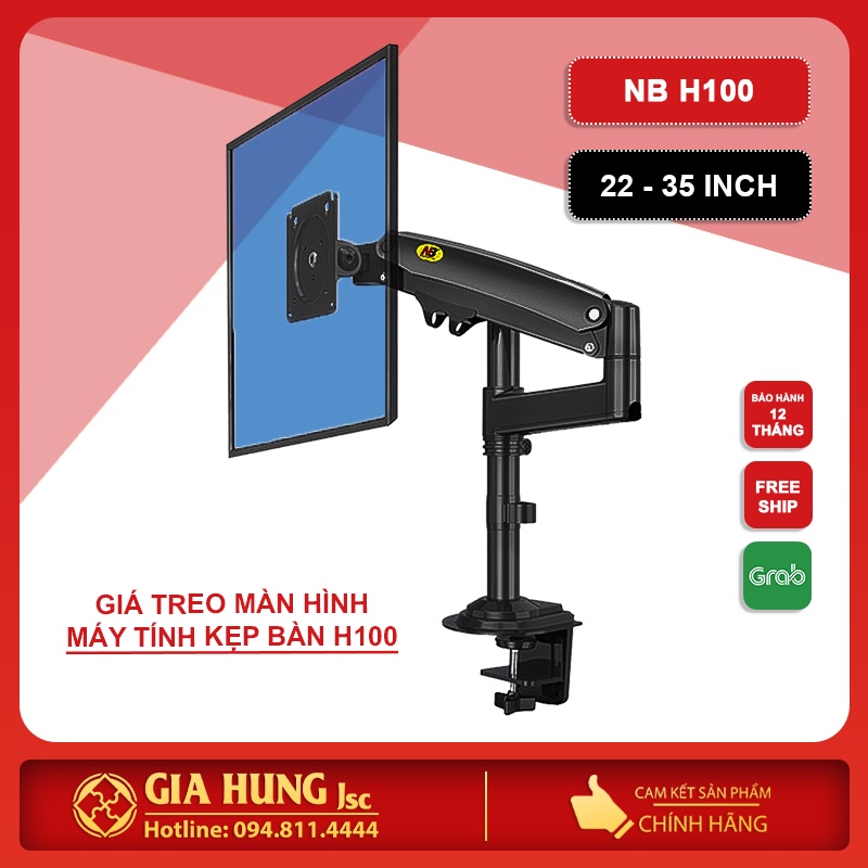 💥sale sốc Giá treo màn hình máy tính NB H100 (22 đến 35 inch )Arm moniter tay dài hơn F80 giá ngang bằng