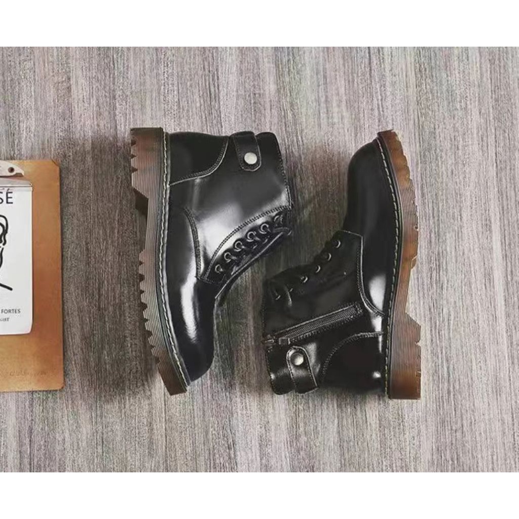 Giày Oxford Nữ Bốt Nữ Đế Cao 3 Phân Đế Thấp Kéo Khoá Phong Cách Nhật Bản