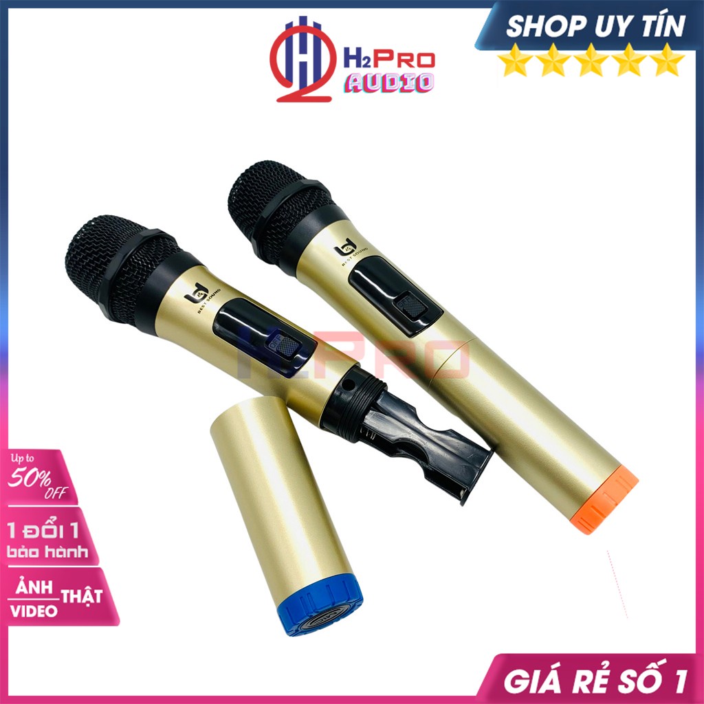 Đôi micro không dây cao cấp, micro karaoke cho loa kéo Best Sound V-W003 tặng pin sạc, chống lăn, lọc míc-H2pro Audio
