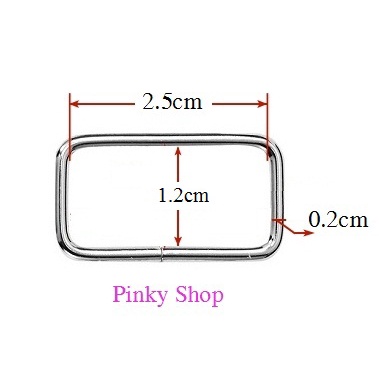 [Giá sỉ] Khoen chữ nhật 2.5cm màu bạc làm phụ kiện túi xách, balô Pinky Shop mã KCNB2.5