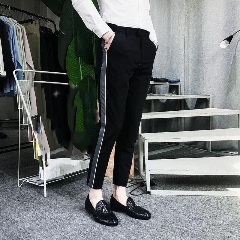 Quần âu đen mix viền